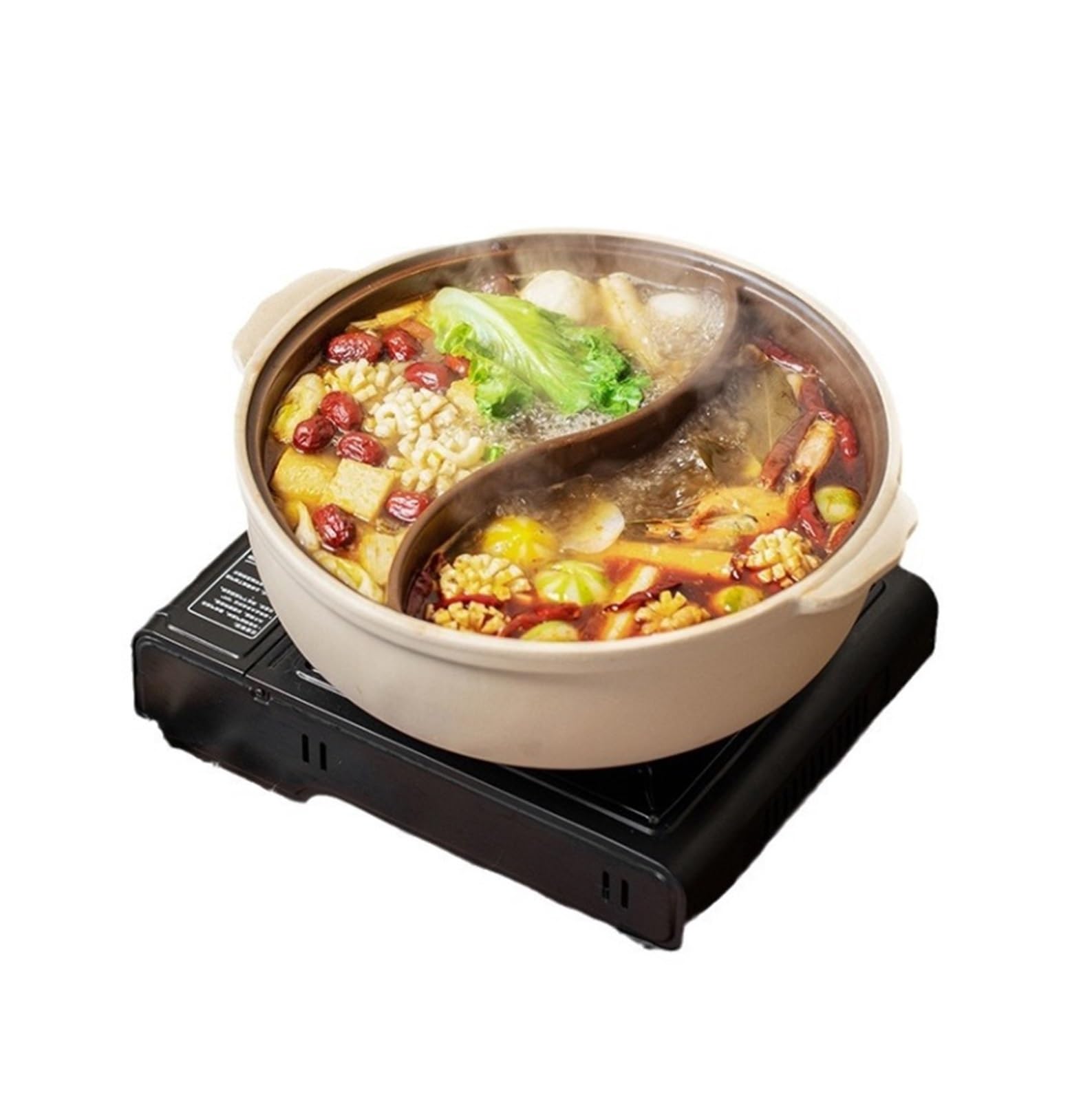 FENOKD Charcoal Hotpot for Cooking Non-Stick Skillet Pot for Cooking Burner with Shabu Shabu Pot Enjoy Cooking Pot Kitchenware (Bruin 30cm)