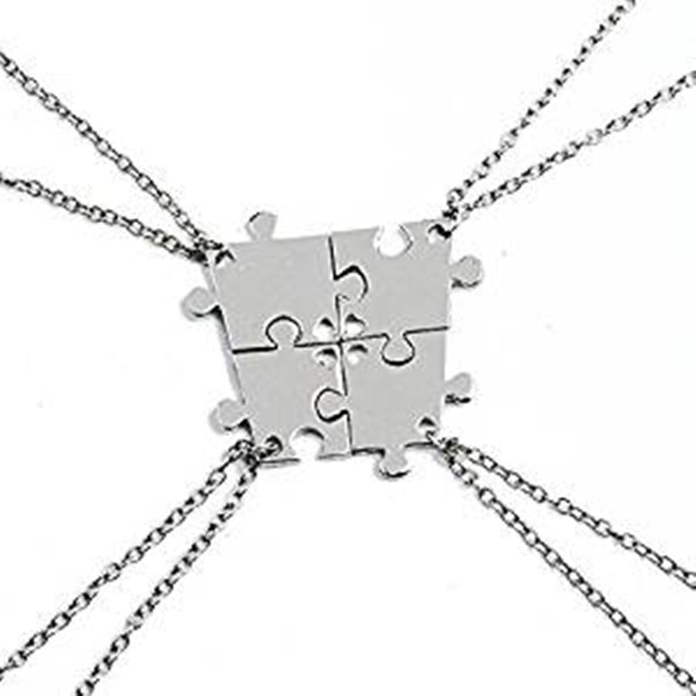 LLLIII 4 Best Friends Montana Necklaces - Four Piece Puzzle Jigsaw Necklaces - Personalized State - Engraved - Long Distance Love Gift