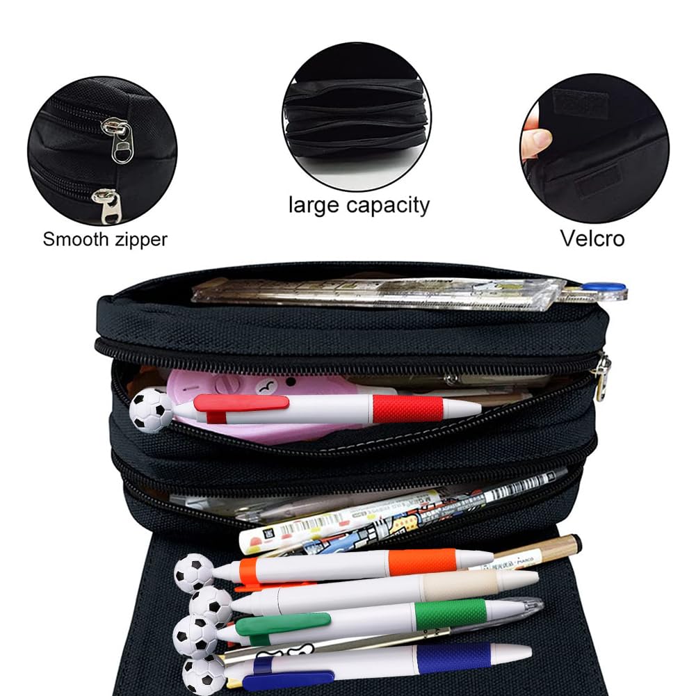Pencil Cases Water and Fire Football, Soccer Pens, Football Pencils for School Office Supplies, Large Pencil Bag with Double Zipper, Pencils for Kids, Ballpoint Pen, Football Stationery Set For Soccer - Image 4