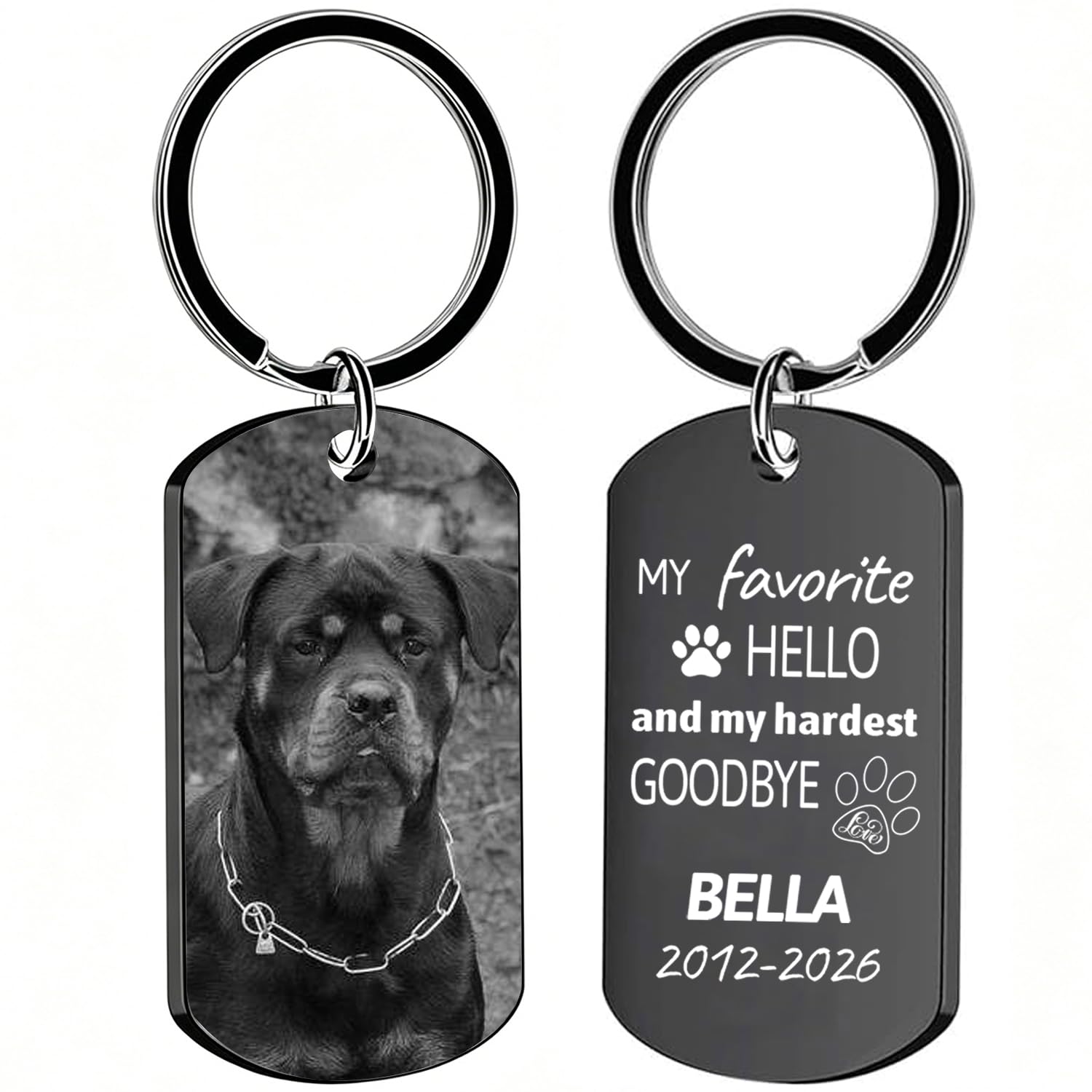 Rainsar Personalised Dog Memorial Gifts Keyring for Loss of Dog - GOODBYE