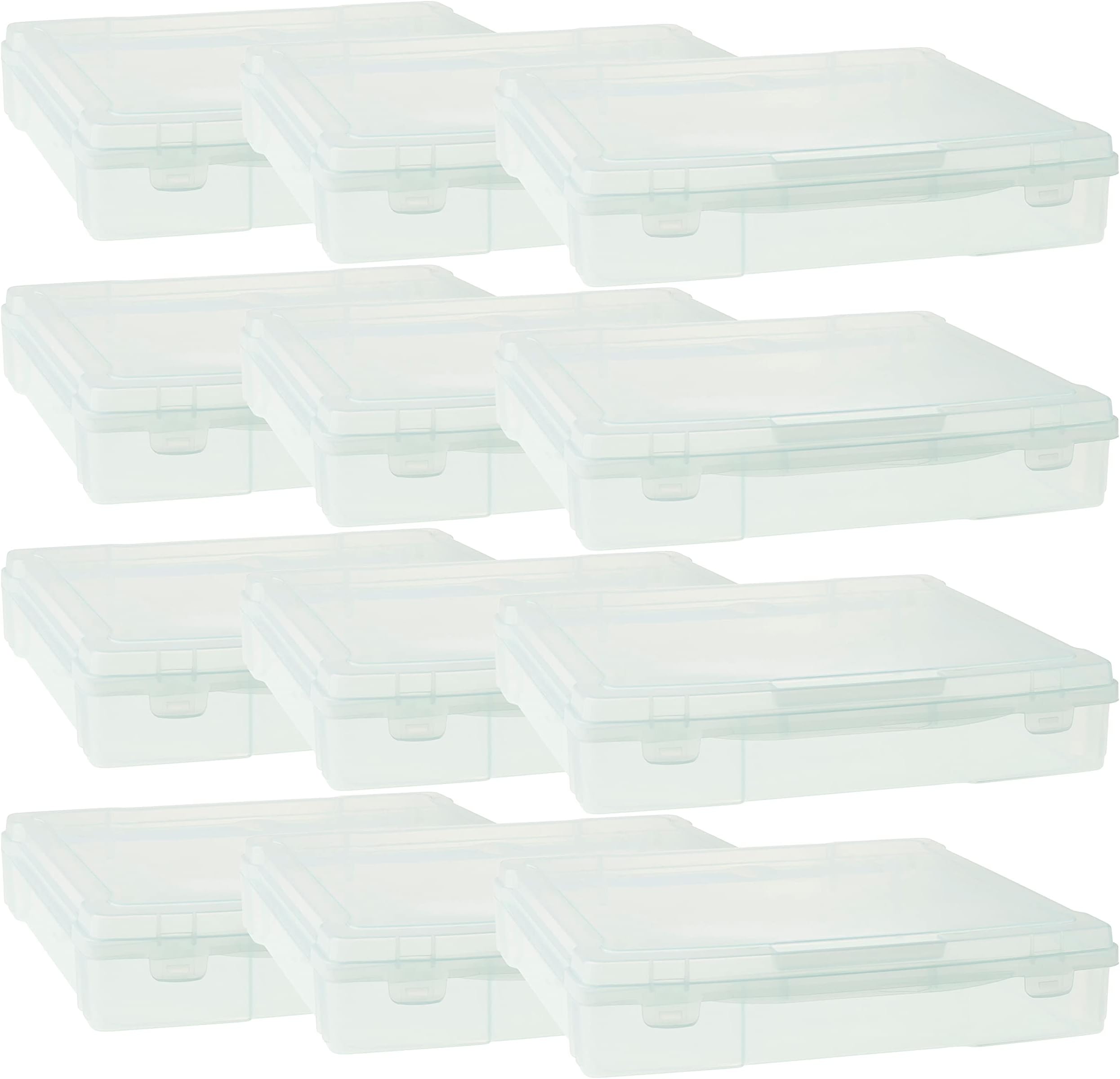 Simply Tidy 12” x 12” Plastic Scrapbook Storage Case Portable Case for Documents, Papers, Sewing, Crafts - Bulk 12 Pack