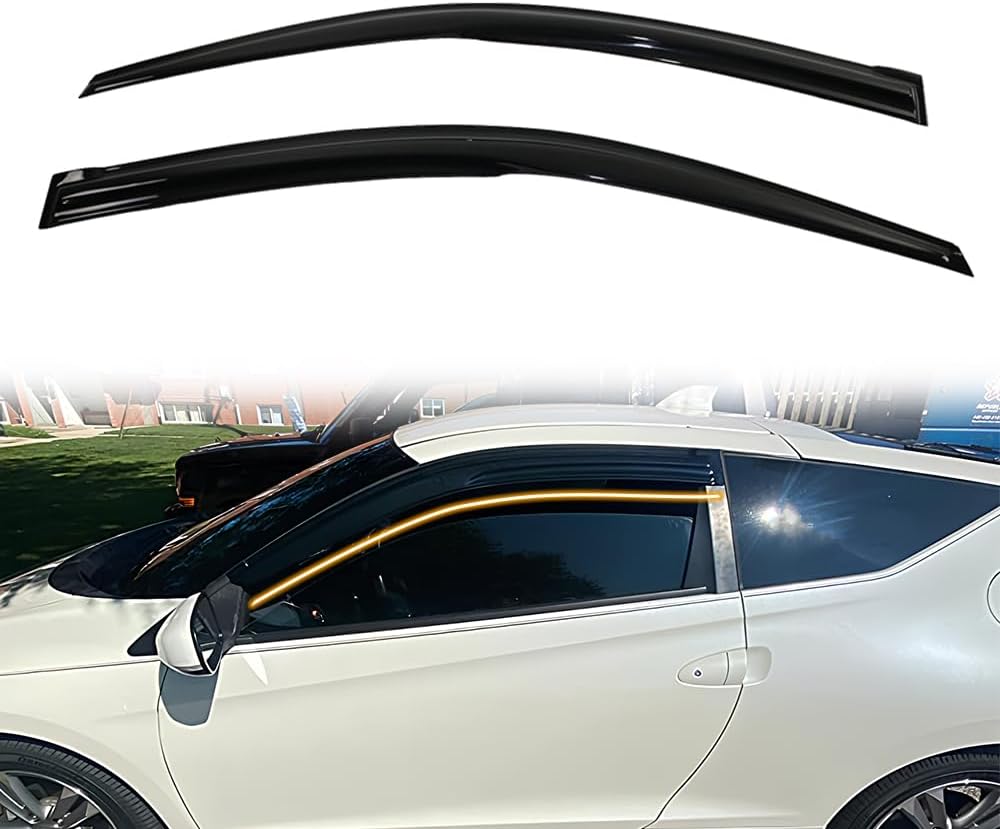 Tape on Window Visor Deflectors, Compatible with 2011-2016 Honda CR-Z, Acrylic Smoke Tinted Mug Style Window Rain Guards, Sun Wind Side Vent Visor Set, 2 Pieces