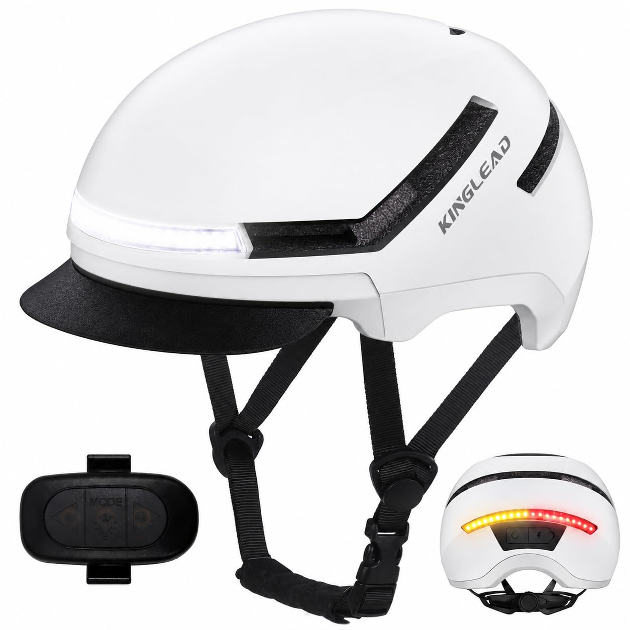 KINGLEAD Fahrradhelm Damen Herren Erwachsene mit Licht, Blinker & Sonnenblende, Fahrrad Helm für Frauen & Männer mit Rücklicht, Radhelm E-Bike S-Pedelec, Bike Helmet, ultraleicht, NTA 8776 bis 45 km/h