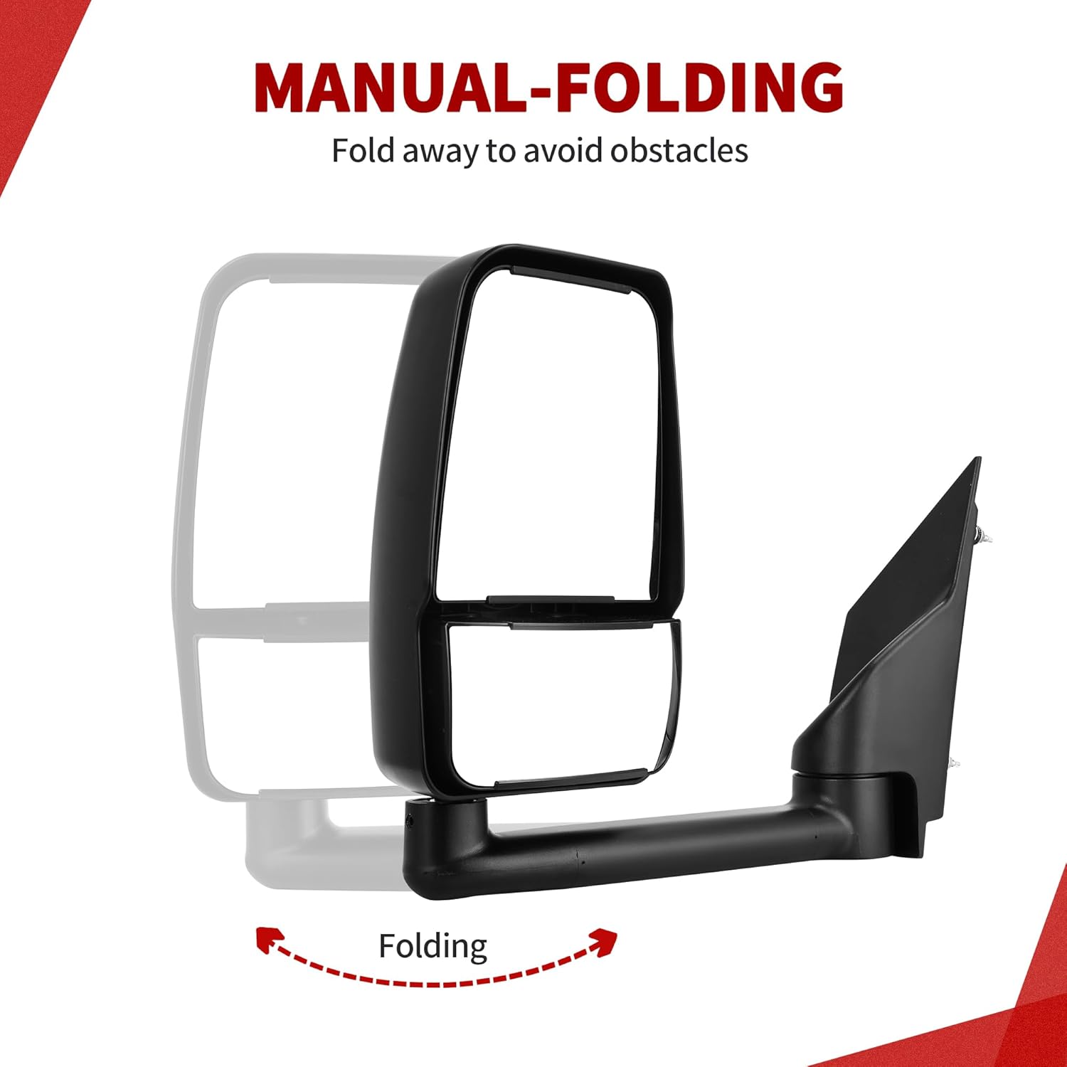 YITAMOTOR Left Driver Side Mirror Towing Mirror Compatible with 2003-2019 Chevy Express GMC Savana 1500 2500 3500 Manual Folding Manual Adjustment Door Mirror Black