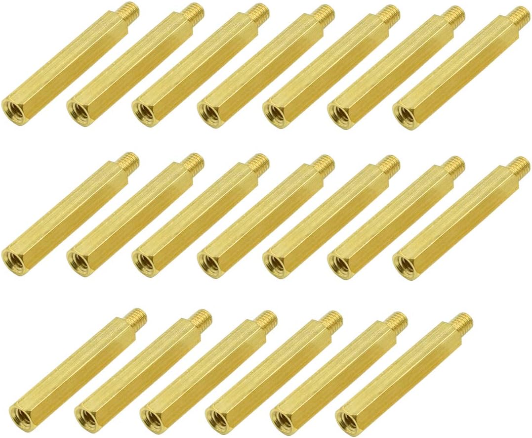 M4 x 30mm + 6mm Male Female Thread Brass Hex Standoff Spacer Screws PCB Pillar - (20 Pcs)