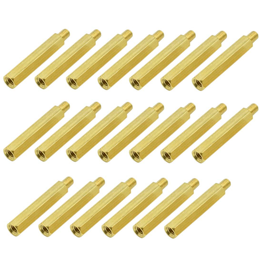 M4 x 30mm + 6mm Male Female Thread Brass Hex Standoff Spacer Screws PCB Pillar - (20 Pcs)