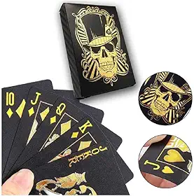 Baralho Luxo Preto e Dourado com Design de Caveira