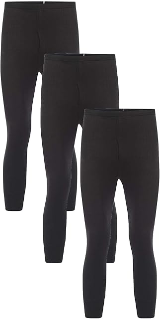 Sock Stack Pack of 3 Men's Thermal Long Johns Winter Baselayer Pants Thermals Warm Underwear