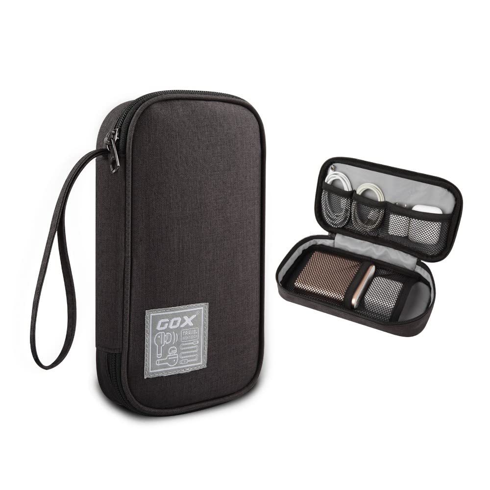 gox electronic organizer small travel cable organizer bag for hard drives,cables,usb, sd card,black