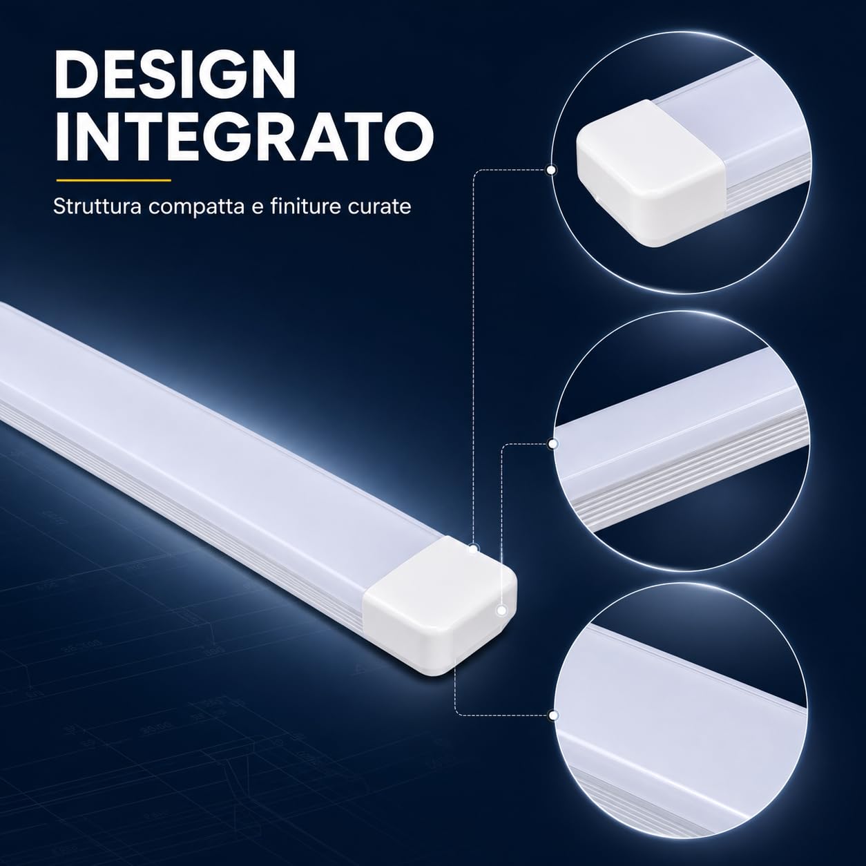 Voltix Set 2 Plafoniere LED 150 cm 90W Luce Naturale 4000K