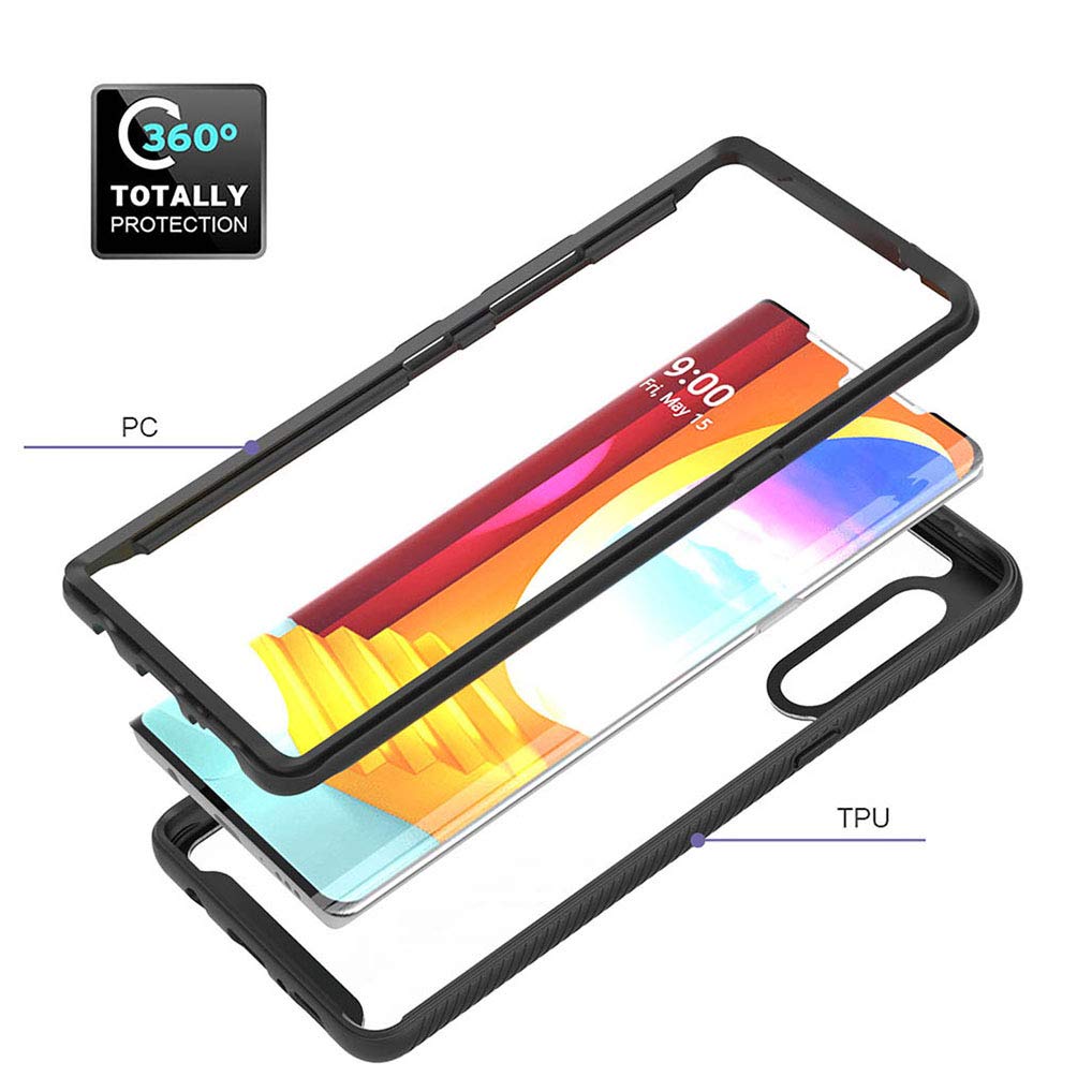 Cover Per LG Velvet 5G/4G Ultra Sottile Con Cornice In TPU - Custodia Trasparente Rigata Iridescente Bianca