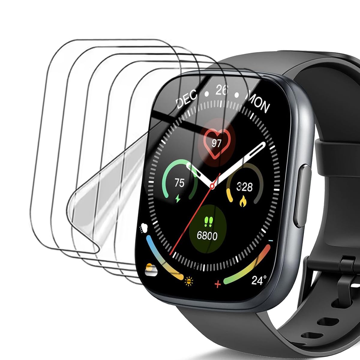 5pcs Protector pantalla para Poounur T80 1.95" reloj Smartwatch protector de pantalla transparente flexible de alta definición [sensible al tacto]
