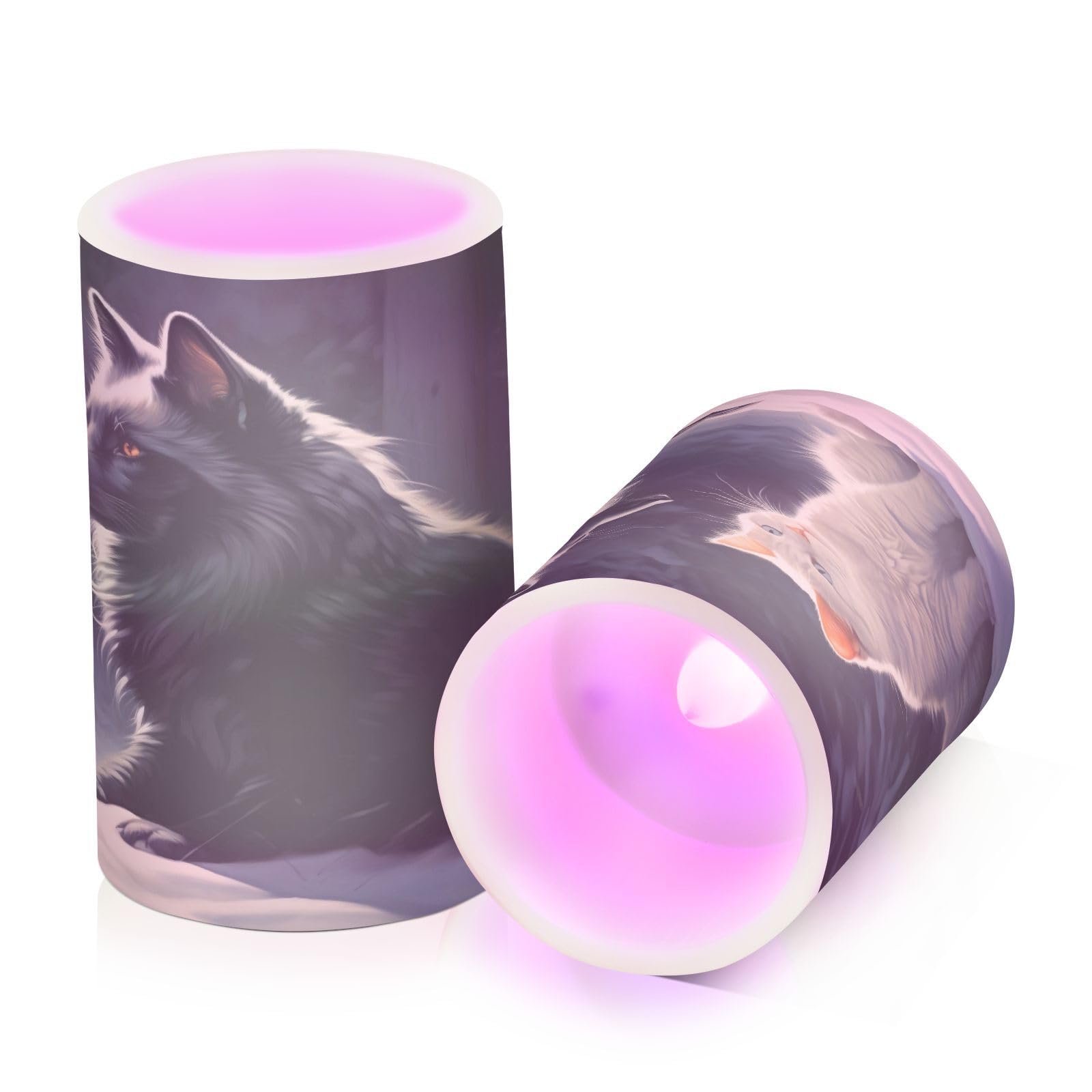 ALAZA Cat (78) Flickering Flameless Candles Battery Operated with Remote Timer,Tea Light Candles LED Pillar Votive Candles Set of 2 for Outdoor Indoor Decorations