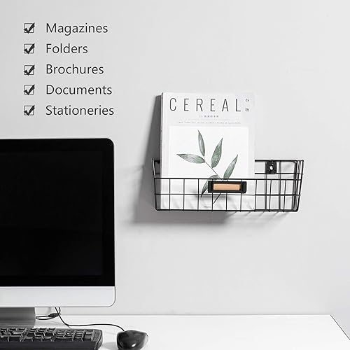 Miniatura 4 de Cesta de alambre montada en la pared, organizador de despensa, cesta de frutas de diferentes tamaños, juego de 3 unidades, color negro