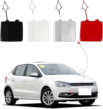 Front Bumper Tow Hook Cover Fit for VW Polo 2014 2015 2016 2017 Towing Eye Cap 6C0807241 6RD807241 White, Right Passenger Side
