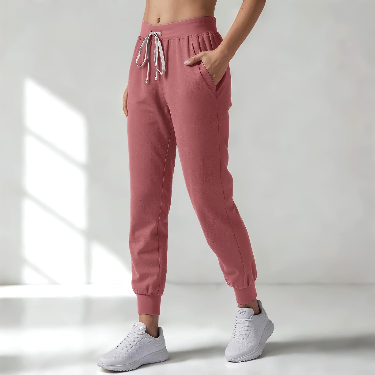 Scrubs for Women Set, Stretchy V-Neck Top & Jogger Pants with Multi-Pocket Yoga Waistband - Image 4