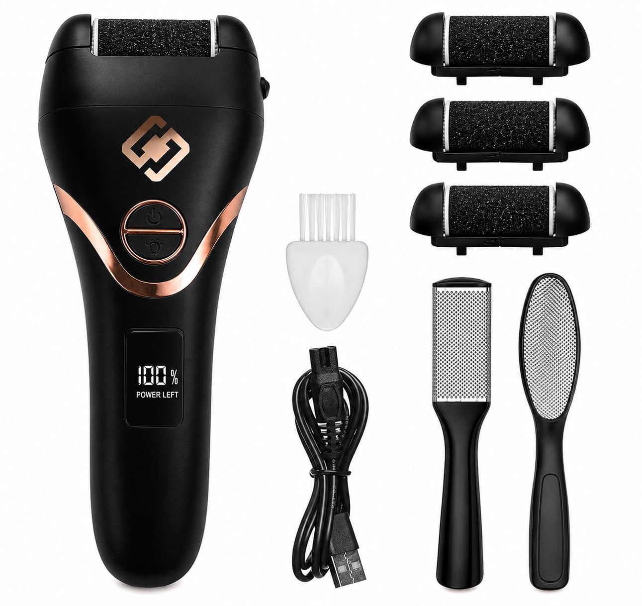 Lima elettrica per piedi per la rimozione della pelle dura, strumento professionale per la cura dei calli e pedicure, per pelle morta e secca, ricaricabile tramite USB, con display a LED e 3