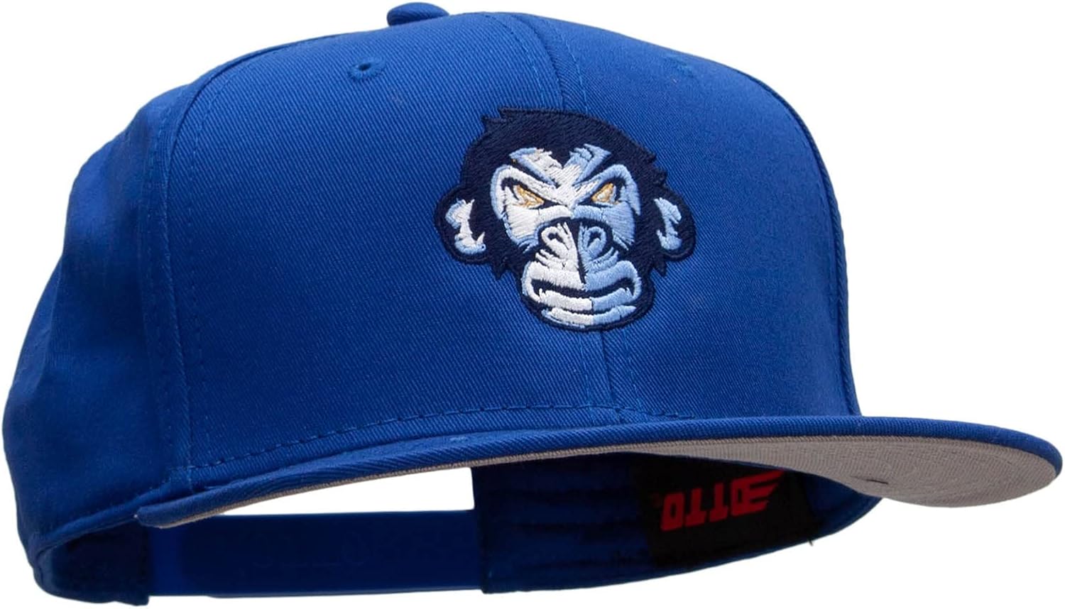 Monkey Blue Embroidered Superior Cotton Twill Flat Bill Snapback Prostyle Cap