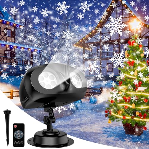 Christmas Projector Lights, Snowflake Projector Lights Christmas Decorative LED Lights, Moving Rotating Snowstorm with Remote Timer, Indoor/Outdoor Waterproof for Halloween Christmas Garden Decoration Christmas Projector Lights, Snowflake Projector Lights Christmas Decorative LED Lights, Moving Rotating Snowstorm with Remote Timer, Indoor/Outdoor Waterproof for Halloween Christmas Garden Decoration