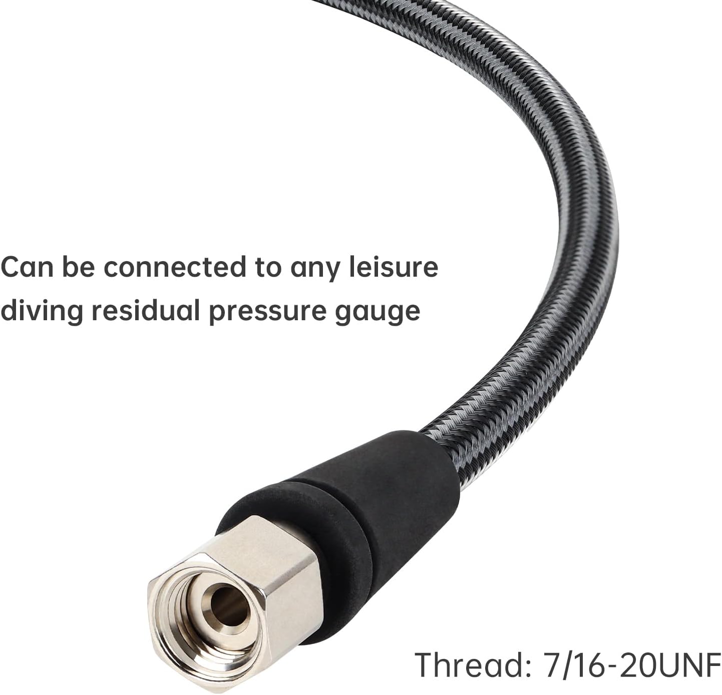 DIDEEP Diving Braided High Pressure Tube, Scuba Diving Residual Pressure Hose, Carbon Fiber Regulator Hose, for Recreational Diving
