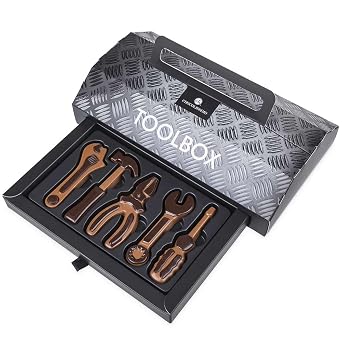 CHOCOLISSIMO Schoko-Werkzeugkasten Schokoladen-Werkzeug Toolbox Schokolade Werkzeug aus Schokolade lustiges Geschenk für Papa Geburtstagsgeschenk für Heimwerker - Geschenkidee für Valentinstag