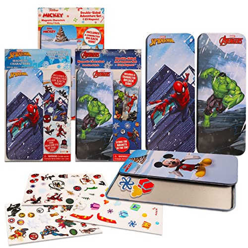 Disney 25 Piece Magnetic Character Dress Up Kit - Bundle With 3 Dress Up Magnetic Dolls Including Mickey, Captain America, And Spiderman | Magnetic Doll Dress Up Kits For Boys #TOP10