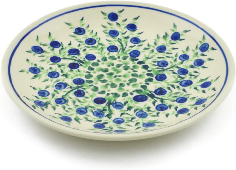 Polmedia Polish Pottery Dessert Plate - Blue Dream Pattern Handmade in Boleslawiec Poland + Certificate of Authenticity