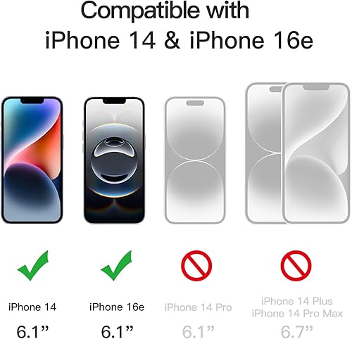 Miniatura 2 de JETech Screen Protector for iPhone 16e 2025, iPhone 14 6.1-Inch, Tempered Glass Film, 3-Pack