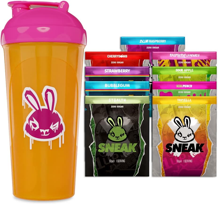 SNEAK | Starter Pack | In-Game Focus Boost Energy Drink, Zero Sugar, No Artificial Flavours, Natural Energy | 9 Servings and Neon Spray Shaker