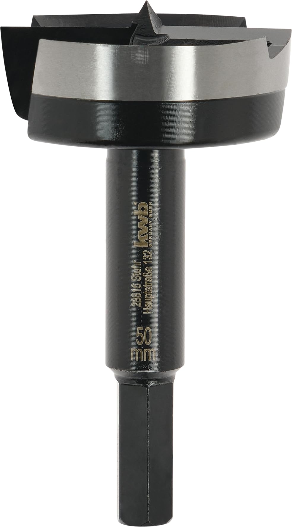 kwb Broca Forstner, Ø 50 mm, punta perforadora (para madera, cabeza forjada, afilado especial, agujeros rápidos y sin desgarros, punta central rectificada en 4 lados, para destornilladores y taladros
