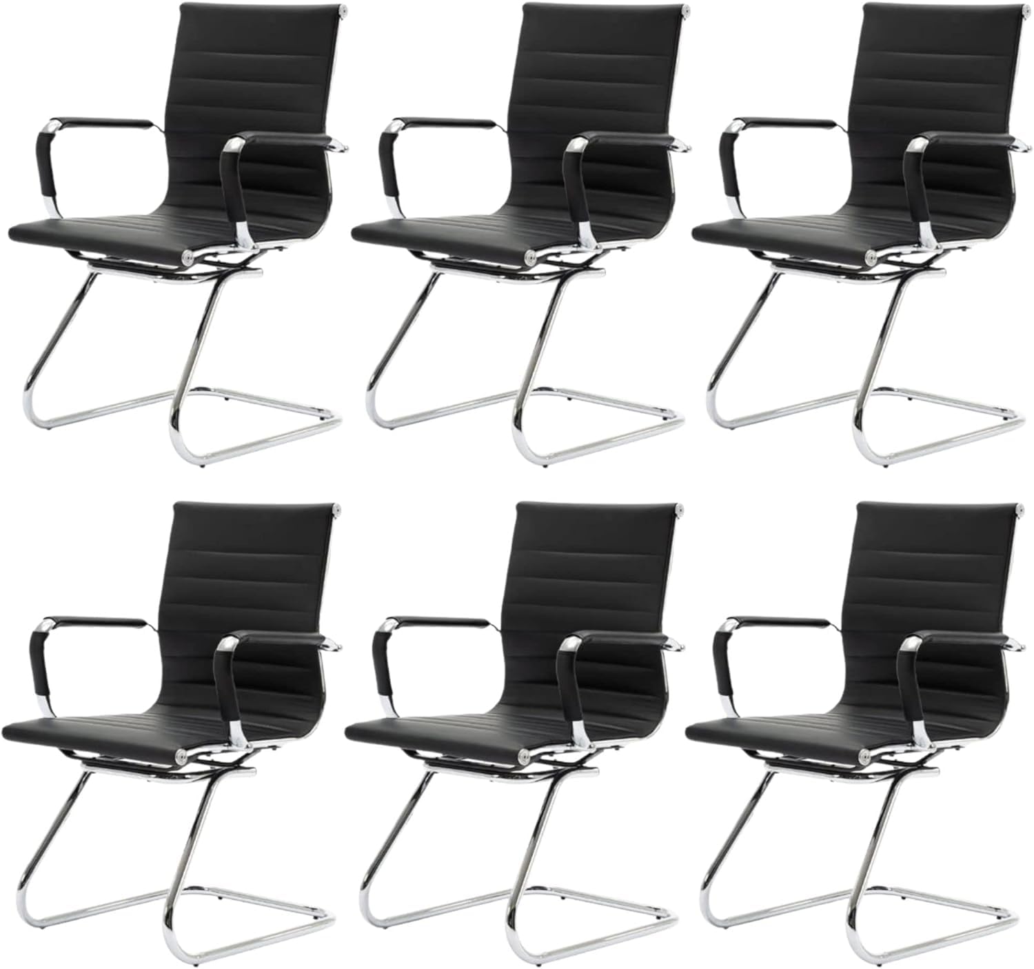 HNY 6-Pack PU Leather Office Guest Chairs