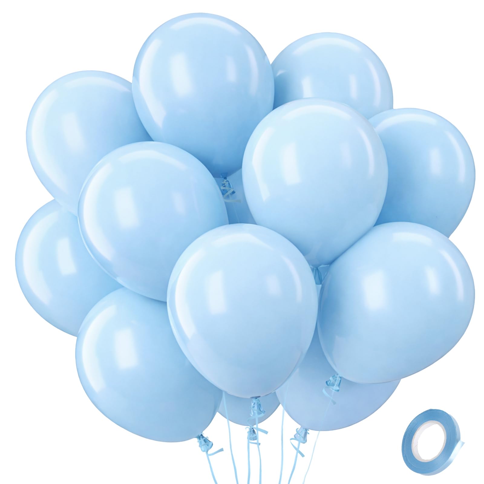 QIFU Luftballons Blau - 100 Stück Luftballon Hellblau Geburtstag, Latex Helium Macaronblaue Babyblaue Pastellblaue Ballons Party Deko für Geburtstagsdeko Hochzeiten Baby Party Kommunion Junge, 12 Zoll