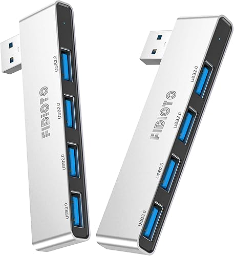 Paquete de 2 concentradores USB modelo correcto, adaptador USB Fidioto de 4 puertos (1 puerto 3.0, 3 puertos 2.0), laptop, iMac Pro, MacBook Air,