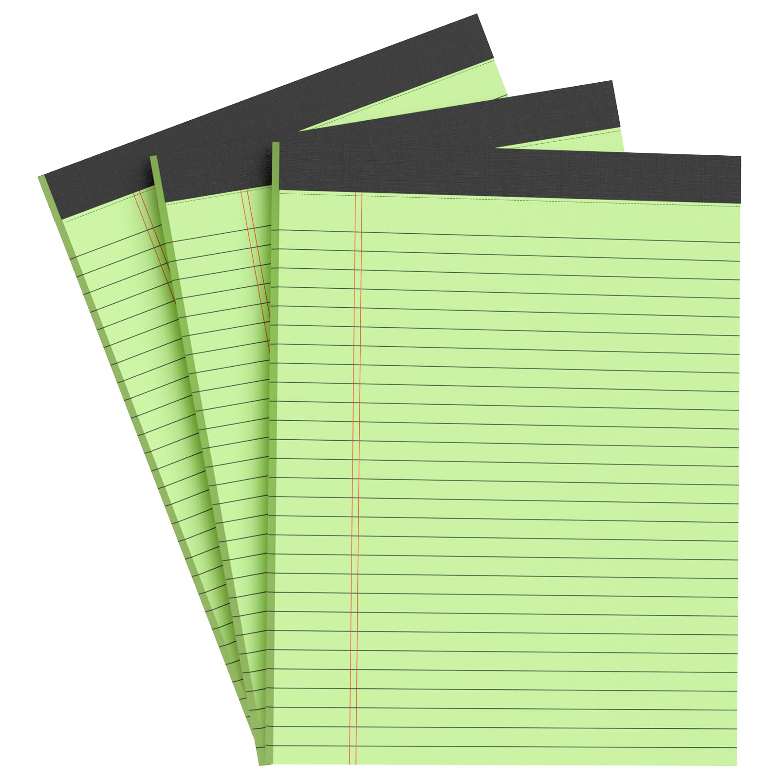 Green Legal Pad Note Pads 8.5 x 11 inch, Wide Ruled Clear Print Writing Pads 30 Sheets/Pad, 20lb Colored Paper, Perforated Notepad with Sturdy Back (3 Pads Green)
