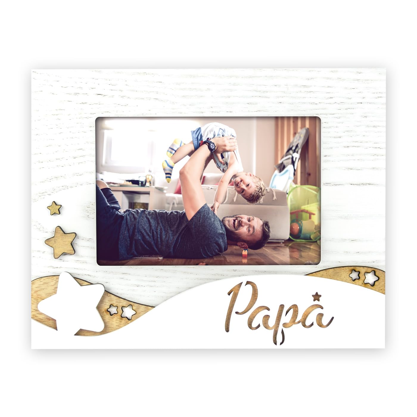 Cornice Portafoto Rustica In Legno – 20x25 Cm Per Foto 10x15, Regalo Per Papà O Amici