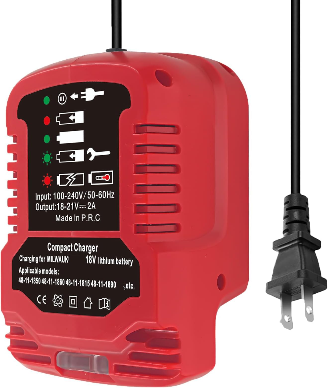 M-18 18V Lithium Ion Battery Charger for Milwaukee 18V 48-59-1812 48-11-2420 48-11-1815 48-11-1840 48-11-1841 48-11-1850 Li-ion Battery Portable Compact Mini Charger(NOT for M12/M14 Battery)