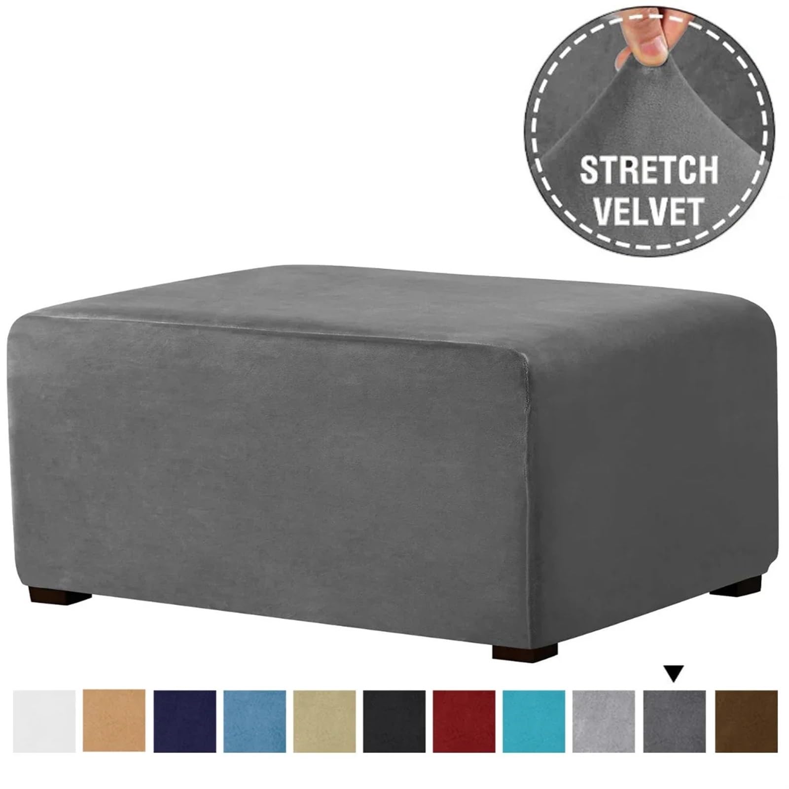 Footstool Puf Cover Fundas de Almacenamiento Plegables y elásticas rectangulares Terciopelo 4 tamaños for reposapiés otomano Lavables extraíbles para Sala Dormitorio(Orange,XL)