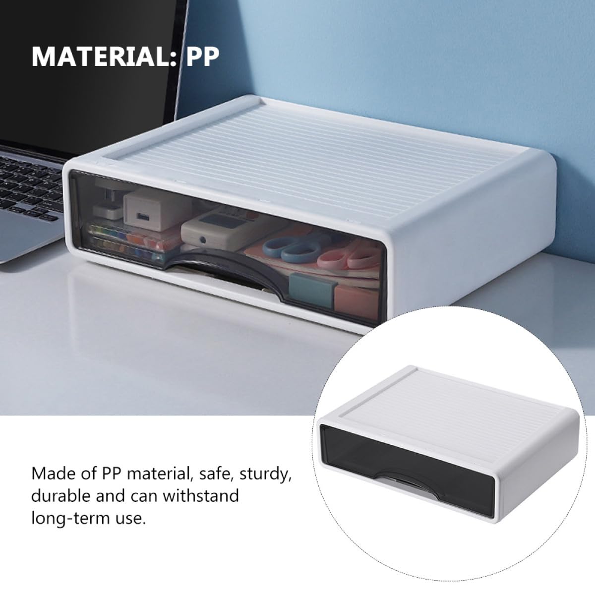 Alipis Organizador de Escritorio Cajones de Pp Blanco Apilable | Oficina y Mesa, Diseño Ranura, Almacenamiento para Accesorios y Maquillaje