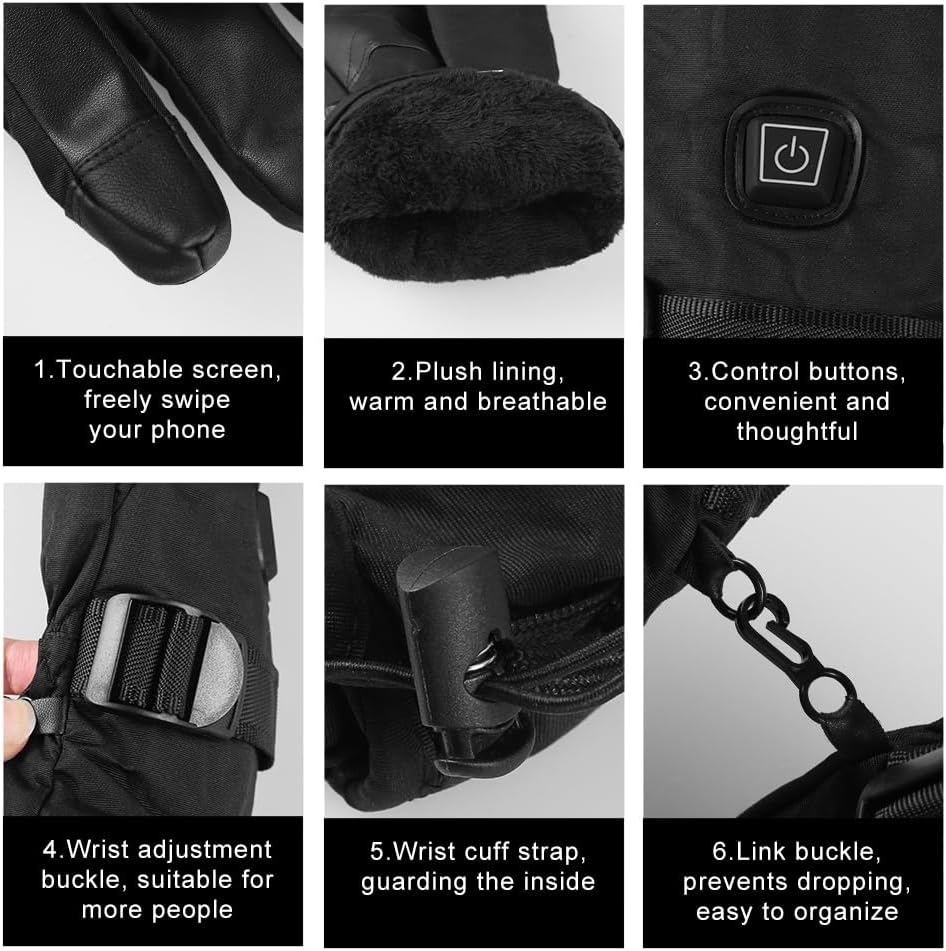 DONGKER Electric Heating Gloves,5000mAh Waterproof Rechargeable Touchscreen Gloves for Skiing Fishing Camping Hiking
