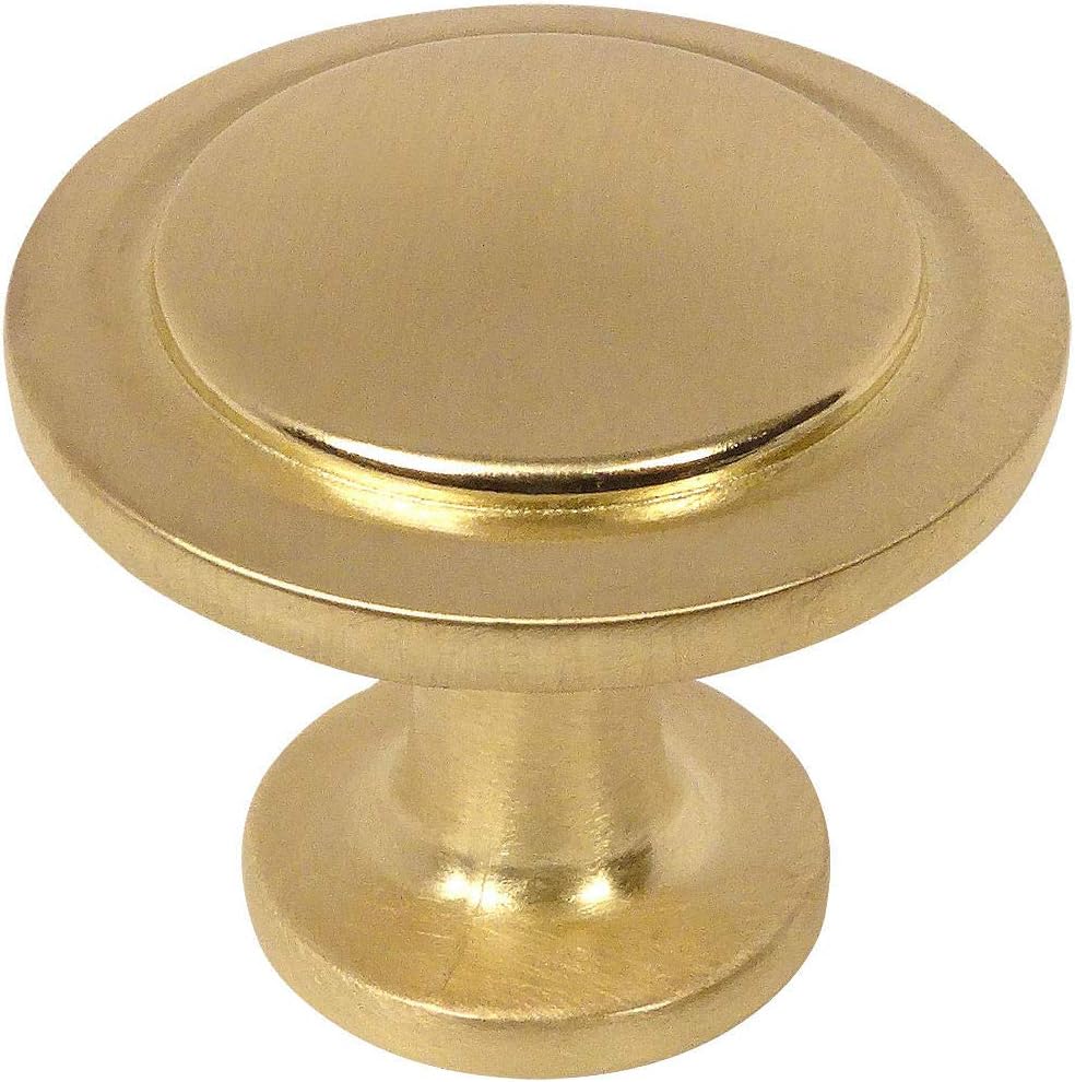Cosmas 25 Pack 5560BB Brushed Brass Cabinet Hardware Round Knob - 1-1/4" Diameter