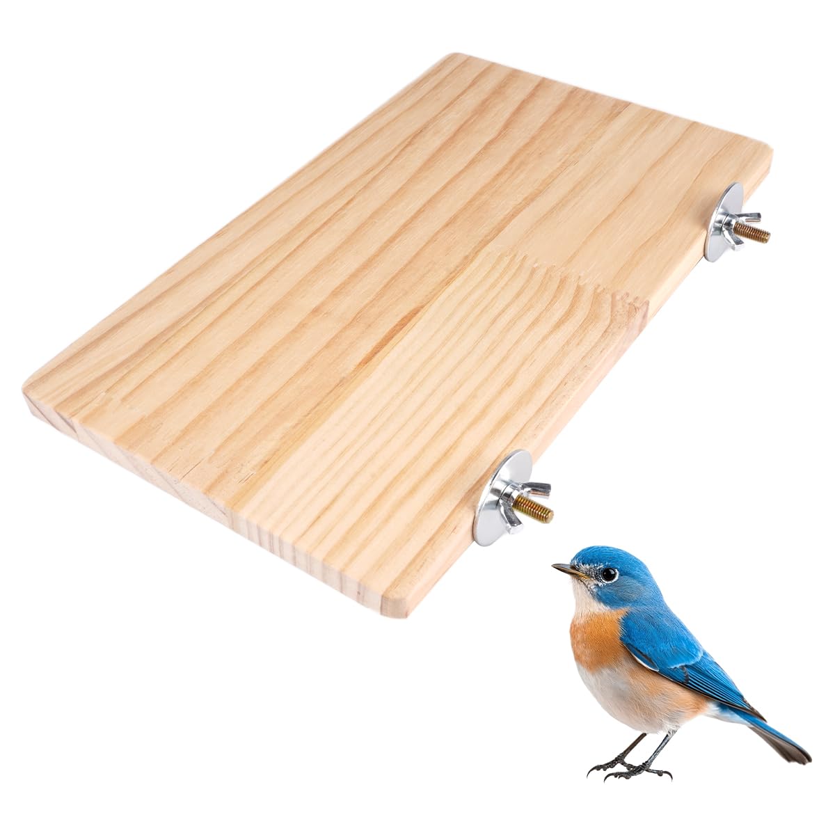 Posatoio Rettangolare per Pappagalli Piattaforma in Legno Naturale 25x15 cm per Gabbia Uccelli Cincillà Criceti Piccoli Animali