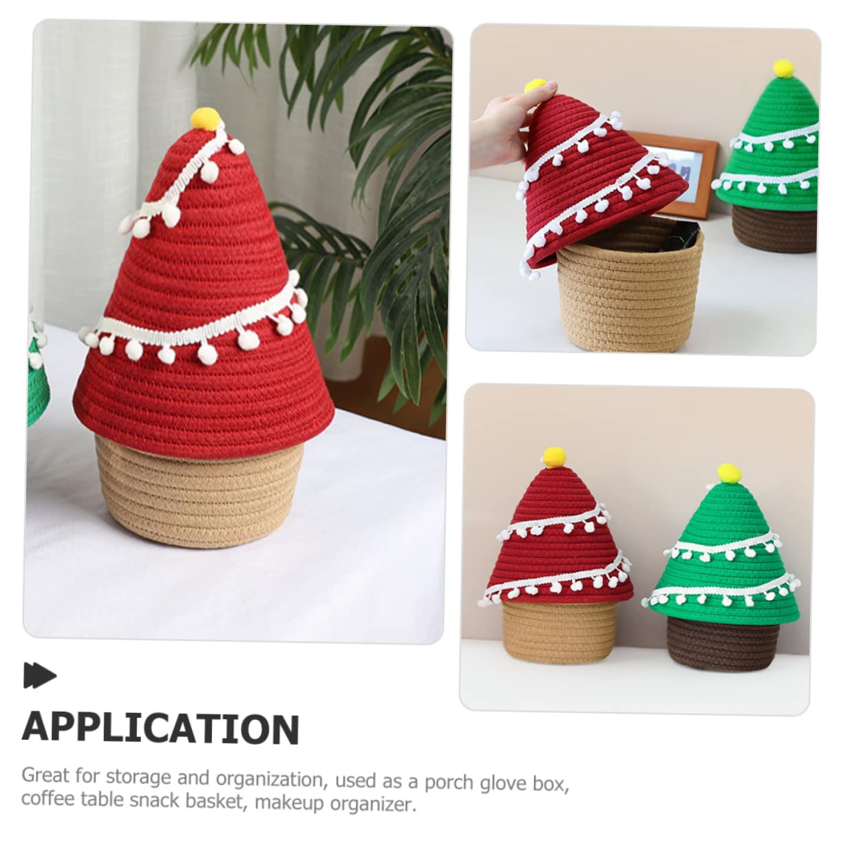EXCEART 2 Cestas De Almacenamiento Para Guardería Con Tapa De Cuerda De Algodón Tejida Organizador De Juguetes Para Árbol De Navidad