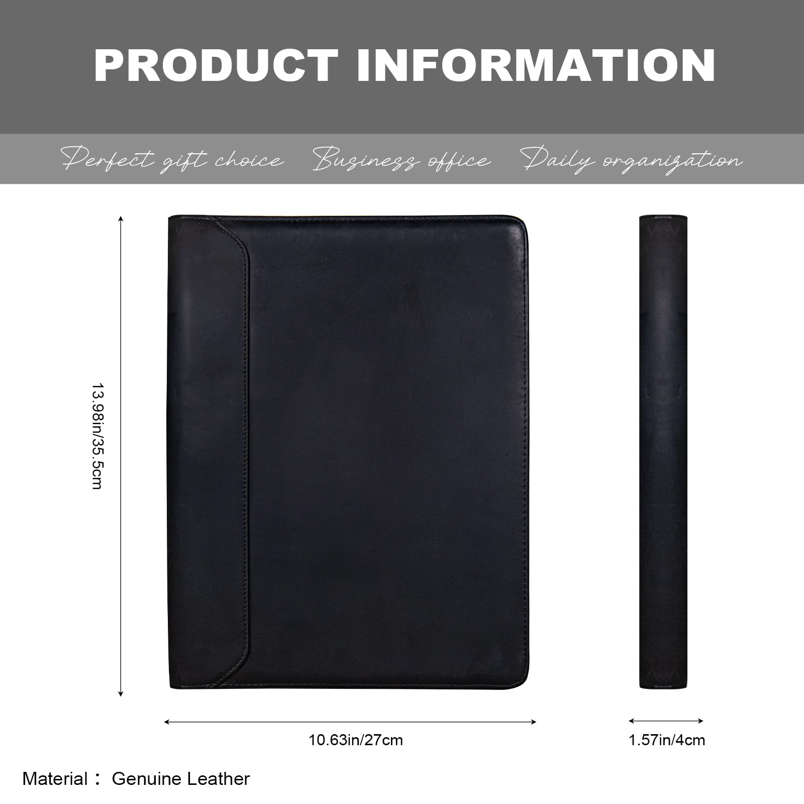 Amazon.com: AZXCG Genuine Leather Portfolio Binder for Men& Women