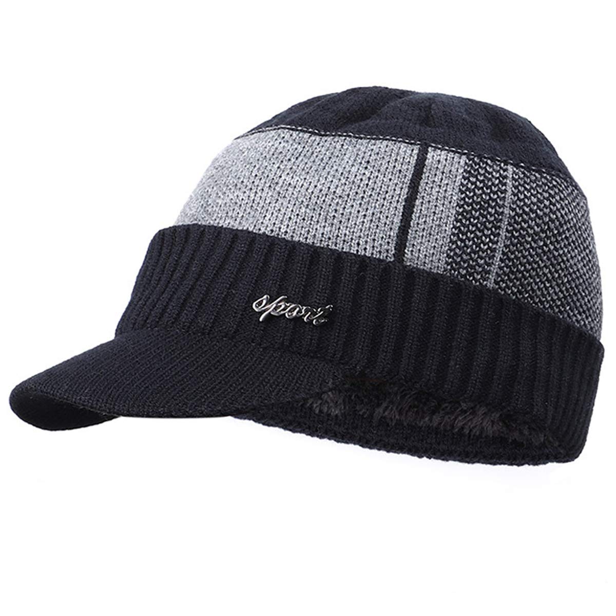 Gebreide Wintermuts Met Klep En Fleece Vizier - Warme Beanie Met Schild Voor Dames En Heren