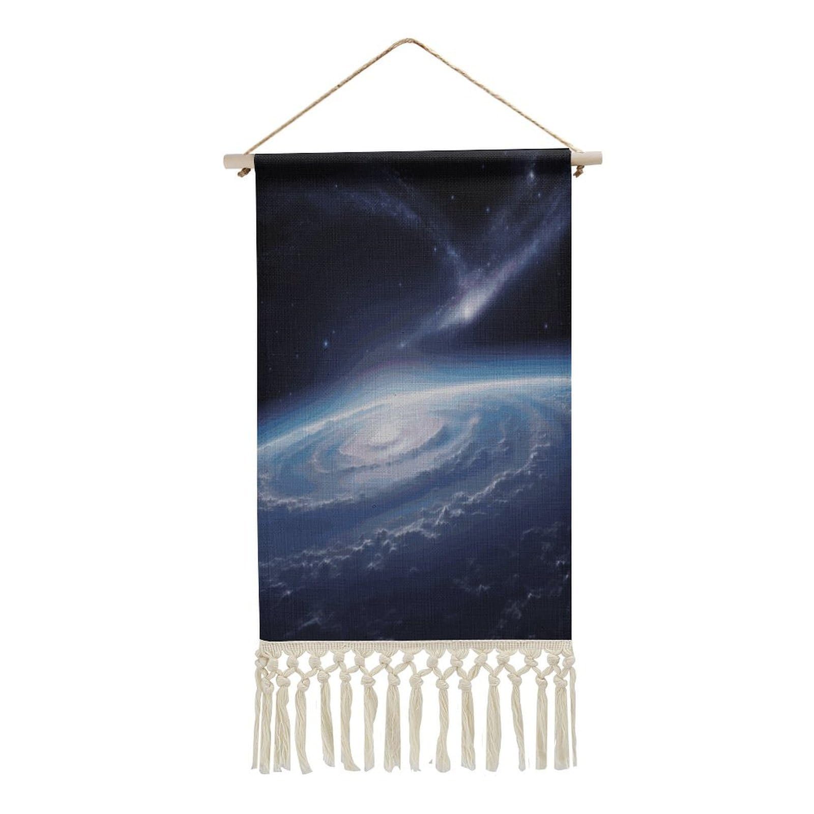 Adfgyerh Style Space Photo Tapestry With Tassels Cotton And Linen Hanging Posters, Wall Art For Travel Gift, Wall Tapestry For Office Home Decor Bedroom Living Room Decor
