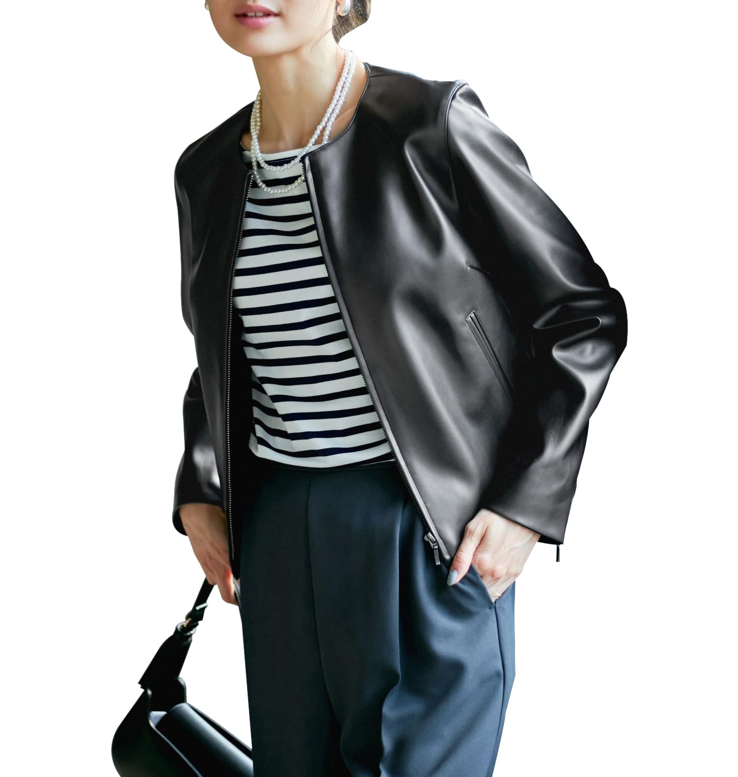 【美品】ノーカラージャケット シルク　フリル付き　ロペピクニック ROPE' PICNIC ジャケット ノーカラージャケット 「ご好評につき