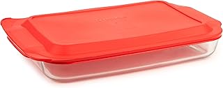 Pyrex Basics 4.8 QT Glass Baking Dish with Plastic Lid, Casserole Dish, ...