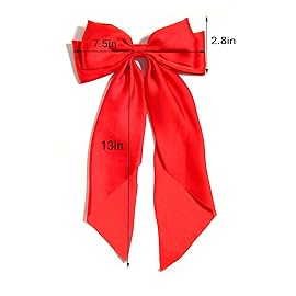 SUSULU Large Hair Bow Clips for Women Red Royal Blue Hair Bows Slides for Girls Satin Hair Barrettes with Long Ribbon Tail,Wedding Birthday Hair Accessories Pack of 2