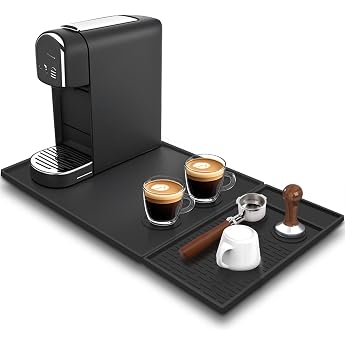 Dish Drying Mat Silicone Mat for Coffee Machine 50 x 40 x 1 cm 4-in-1 with separate drying mat and two coasters heat-resistant non-slip mat silicone mat