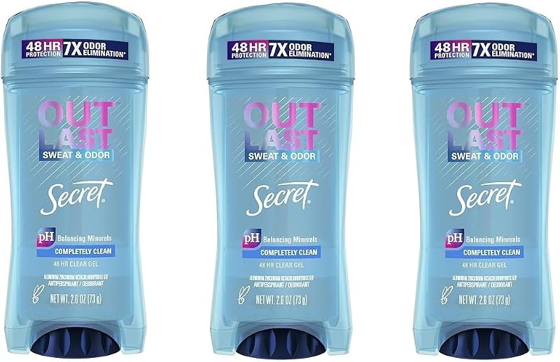 Secret Deodorant Outlast Clear Gel Completely Clean 2.6 Ounce (76ml) (3 Pack)